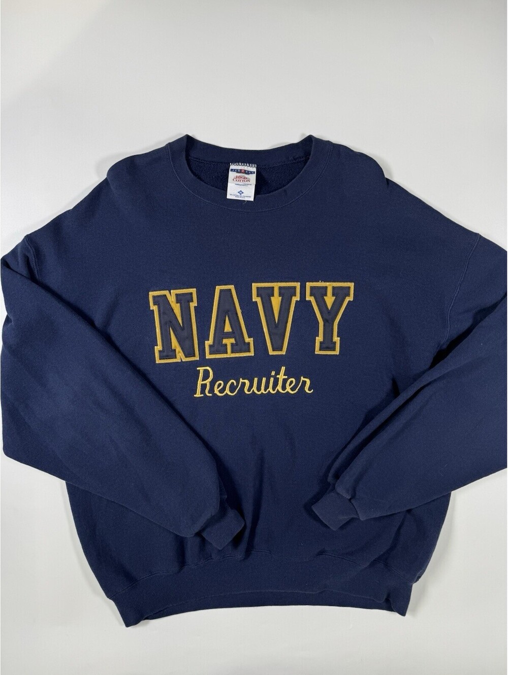 Vintage 90s US Navy Recruiter Sweatshirt XL Jerzees USA Made Embroidered